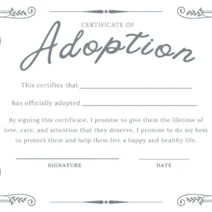 Pet adoption certificate